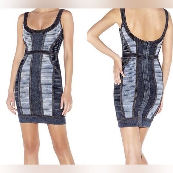 Authentic Herve Leger denim bandage dress size small ￼ - Picture 1 of 9